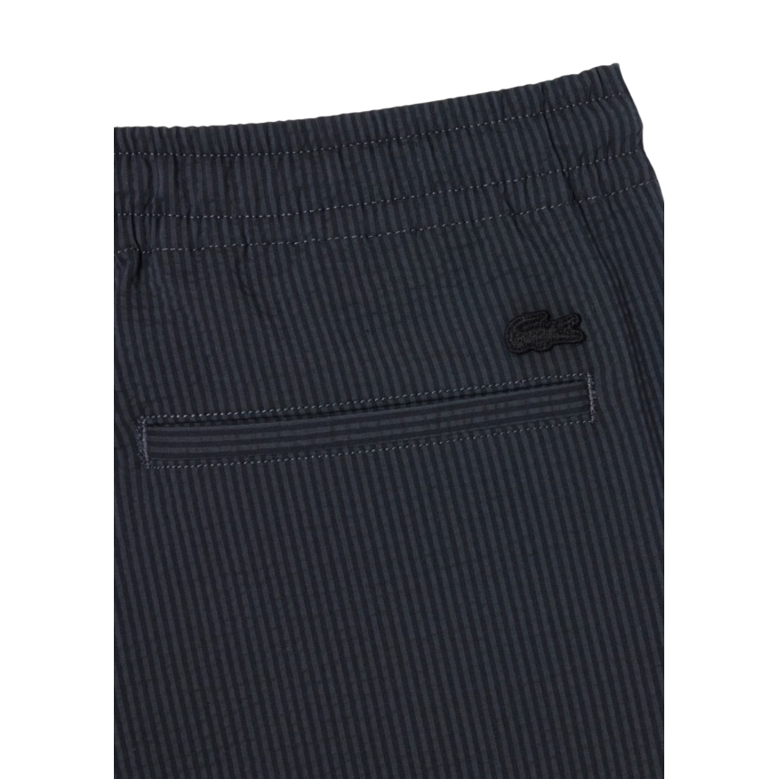 Short LACOSTE seersucker coton rayures noir gris