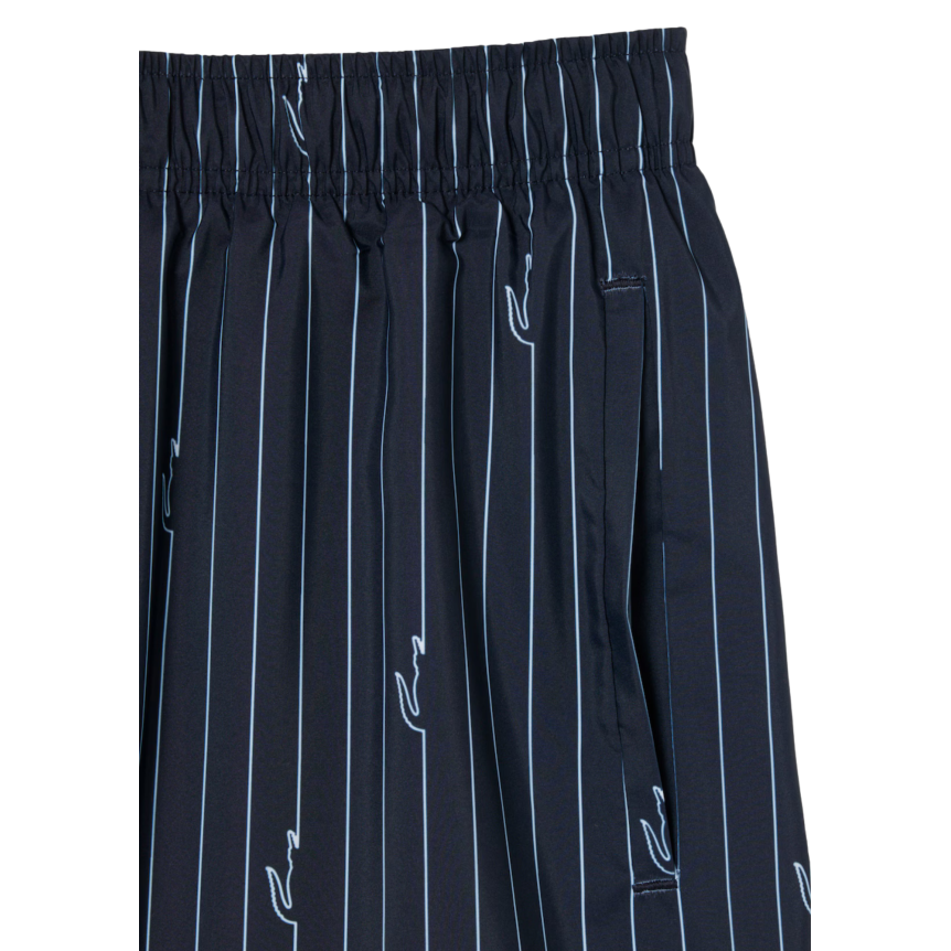 Short de bain LACOSTE mi-long noir imprimé crocodile bleu ciel