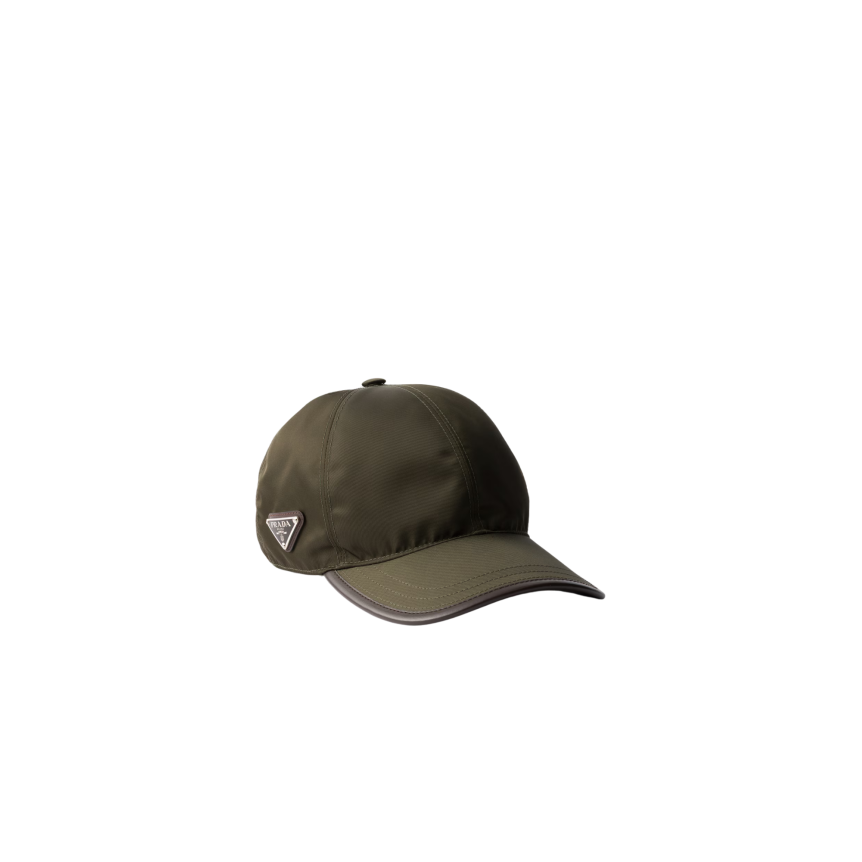 Casquette de baseball Prada Speedrock Re Nylon kaki bordure cuir