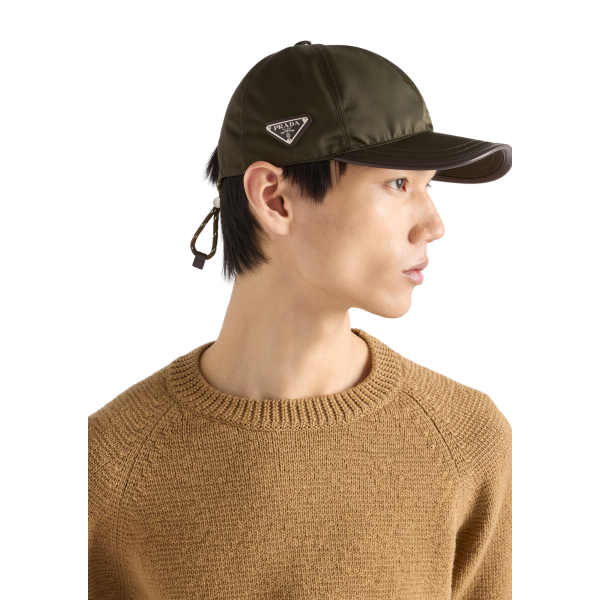 Casquette de baseball Prada Speedrock Re Nylon kaki bordure cuir