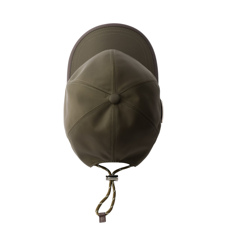 Casquette de baseball Prada Speedrock Re Nylon kaki bordure cuir