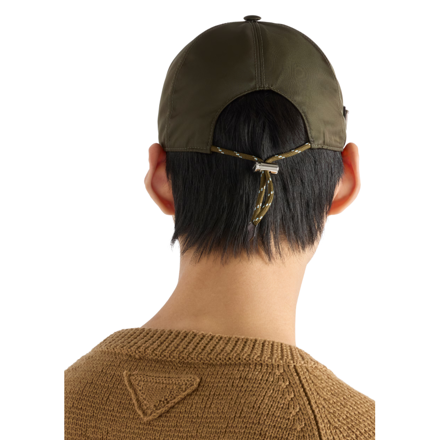 Casquette de baseball Prada Speedrock Re Nylon kaki bordure cuir