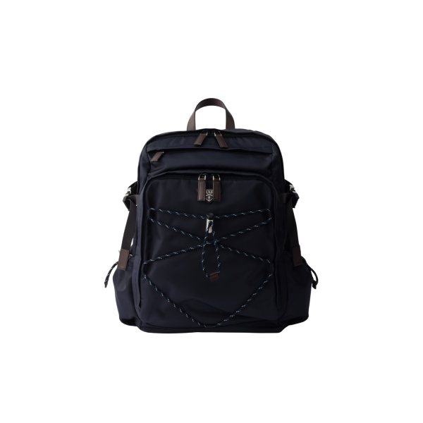 Sac à dos PRADA Speedrock Re Nylon bleu marine bordure cuir marron