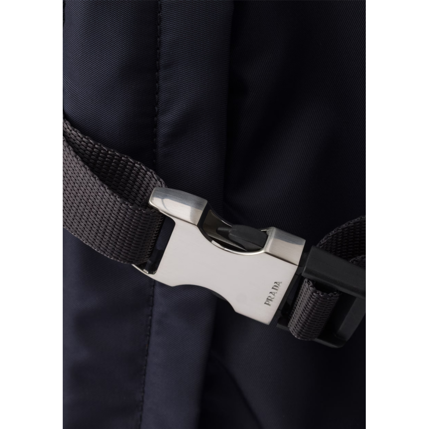Sac à dos PRADA Speedrock Re Nylon bleu marine bordure cuir marron
