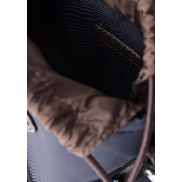 Étui smartphone PRADA Speedrock Re Nylon bleu marine bordure cuir marron