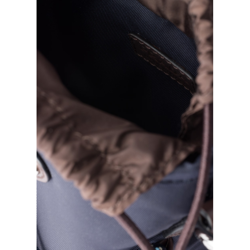 Étui smartphone PRADA Speedrock Re Nylon bleu marine bordure cuir marron