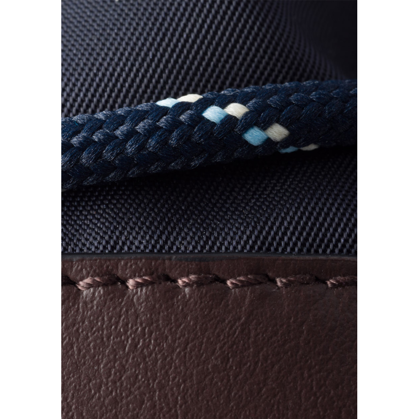 Étui smartphone PRADA Speedrock Re Nylon bleu marine bordure cuir marron
