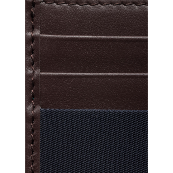 Porte-cartes PRADA Speedrock Re Nylon bleu marine bordure cuir marron
