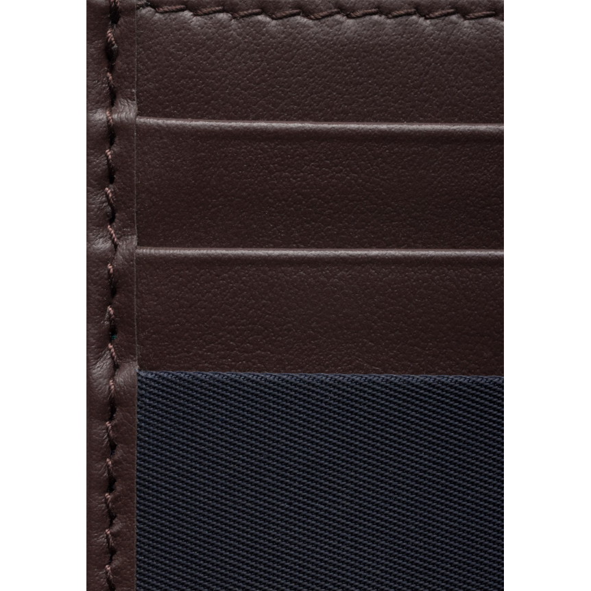 Porte-cartes PRADA Speedrock Re Nylon bleu marine bordure cuir marron