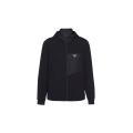Sweat-shirt zippé cardigan coton technique Re-Nylon noir poche poitrine