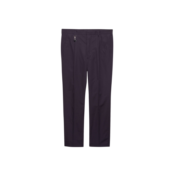 Pantalon à pince PRADA coton bleu marine porte-clés triangle