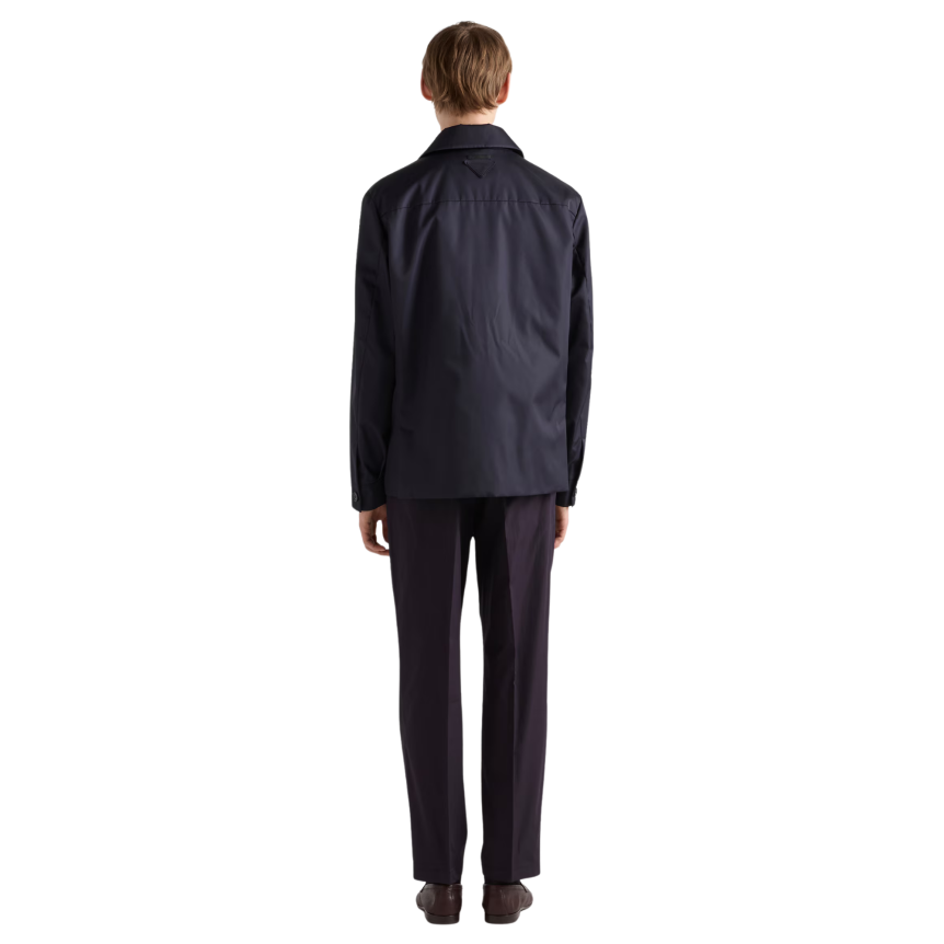 Pantalon à pince PRADA coton bleu marine porte-clés triangle