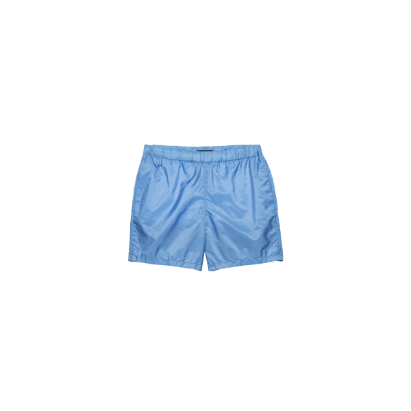 Short de bain PRADA Re Nylon bleu ciel poche zippée rouge
