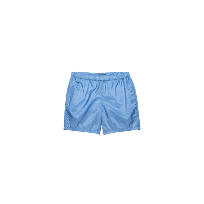 Short de bain PRADA Re Nylon bleu ciel poche zippée rouge