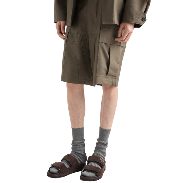 Sandales à bande scratch PRADA cuir veau velours marron chocolat