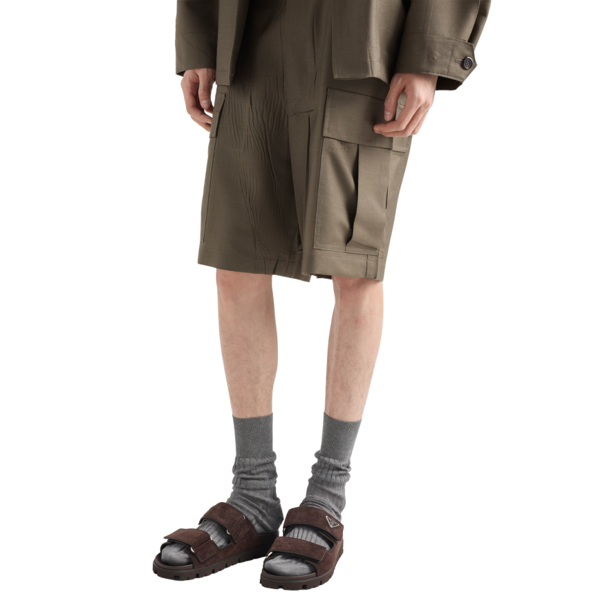 Sandales à bande scratch PRADA cuir veau velours marron chocolat