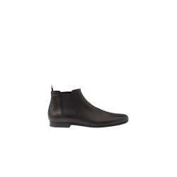 Bottine PRADA Chelsea cuir noir logo doré
