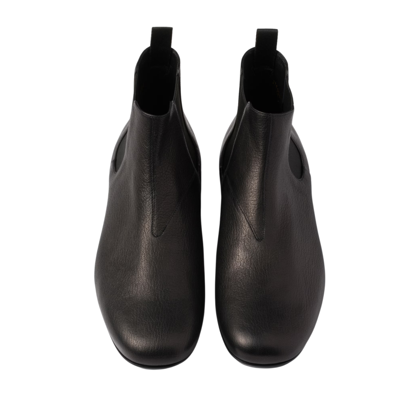 Bottine PRADA Chelsea cuir noir logo doré