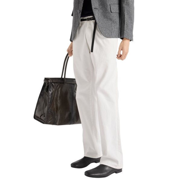 Pantalon jean PRADA cinq poches piqué coton écru côtelé