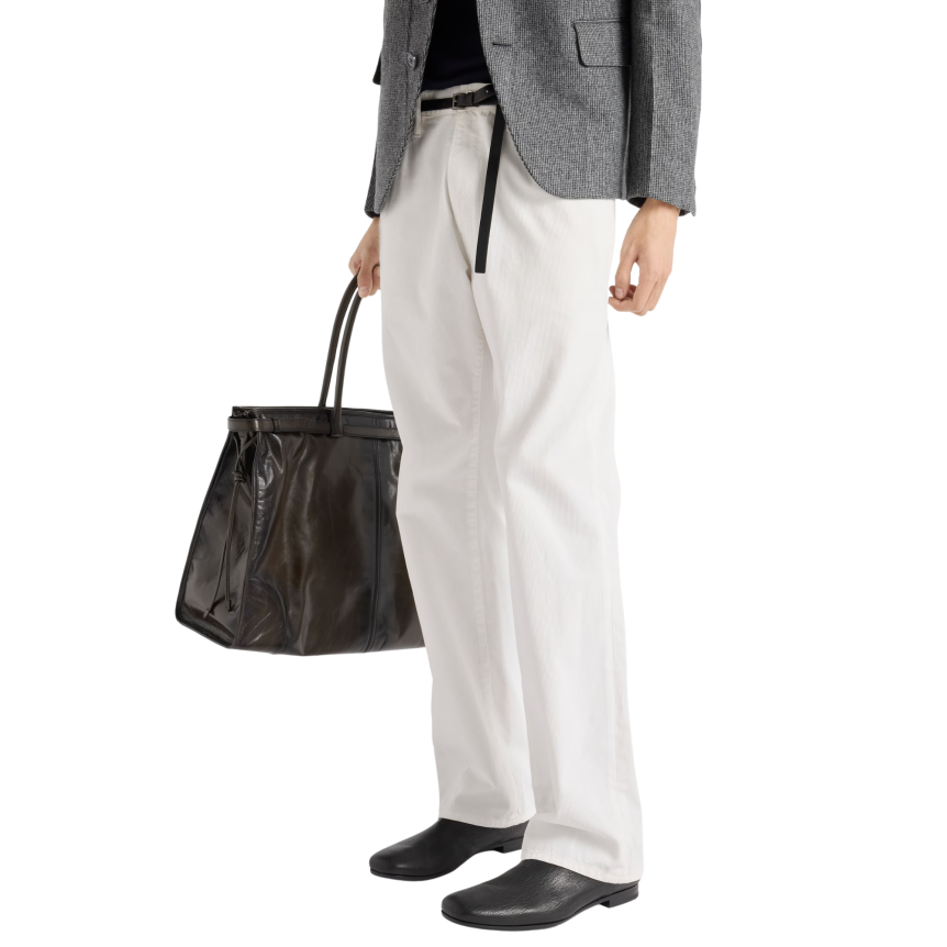 Pantalon jean PRADA cinq poches piqué coton écru côtelé