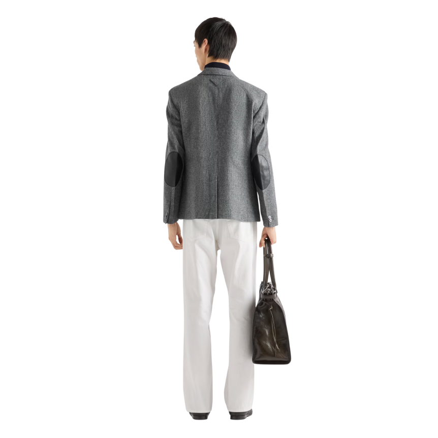 Pantalon jean PRADA cinq poches piqué coton écru côtelé