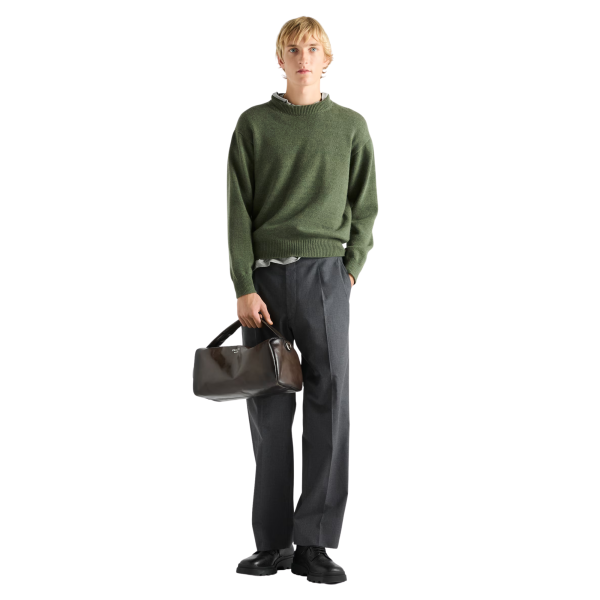 Pull col rond PRADA Re Cachemire vert foret kaki