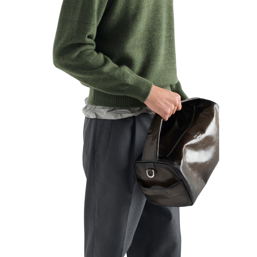 Pull col rond PRADA Re Cachemire vert foret kaki