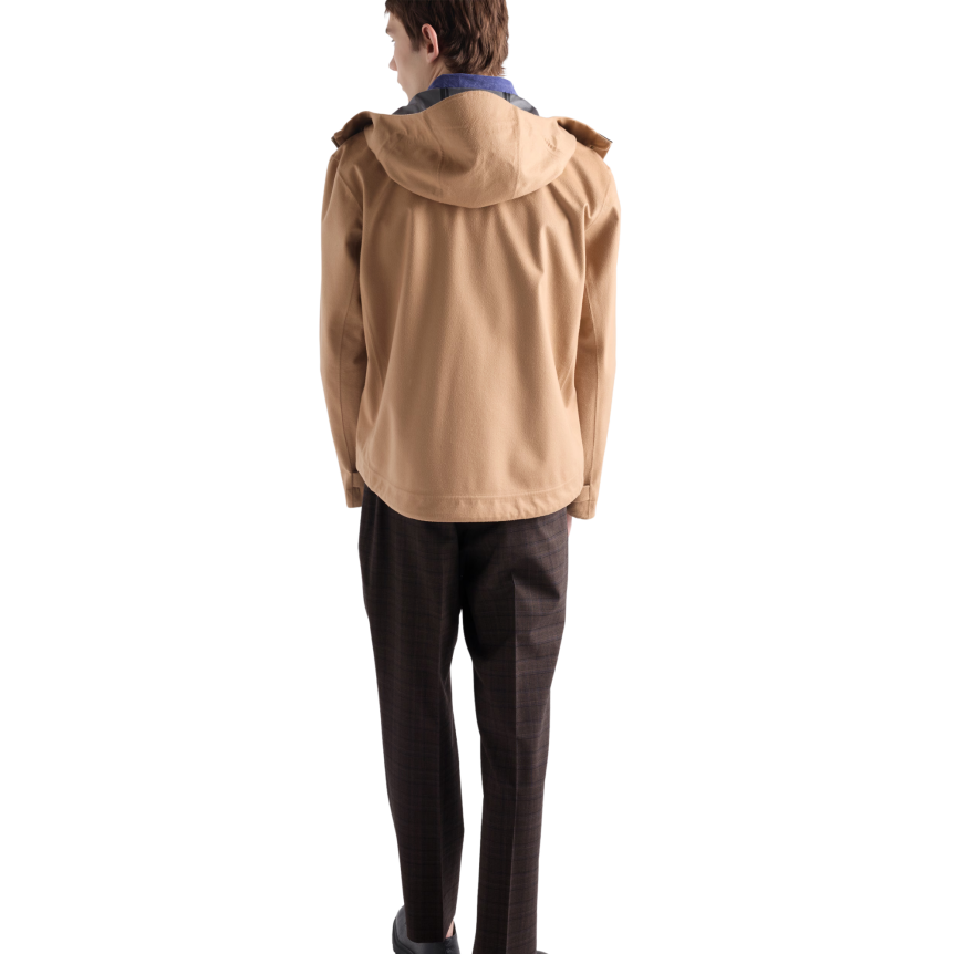 Pantalon ajusté PRADA laine marron carreaux Prince de Galles bleu