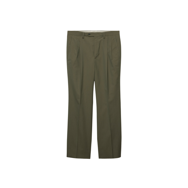 Pantalon large PRADA laine coton vert kaki