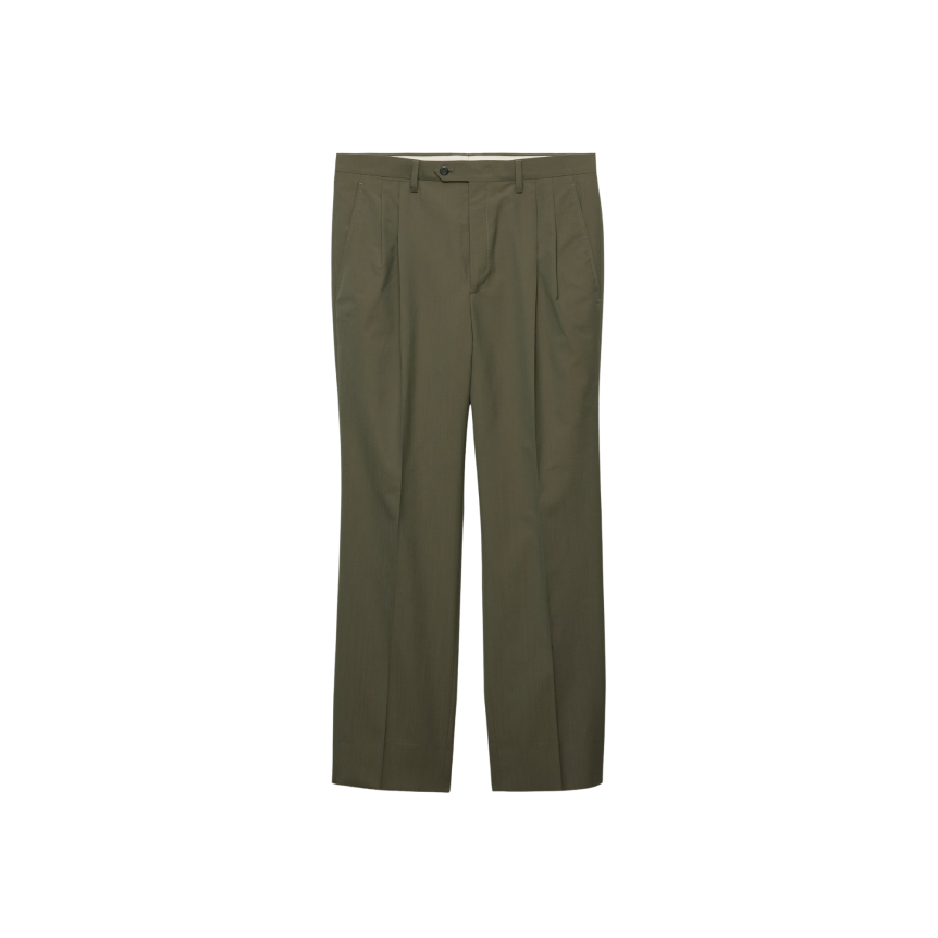 Pantalon large PRADA laine coton vert kaki