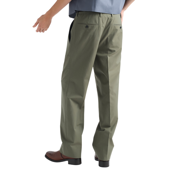 Pantalon large PRADA laine coton vert kaki