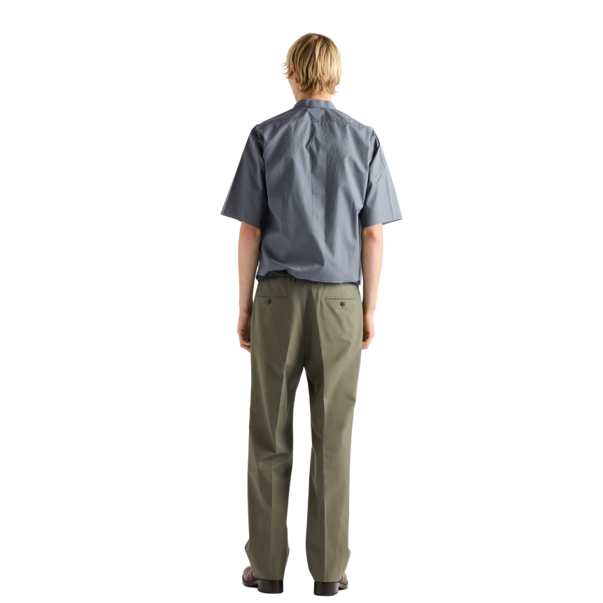 Pantalon large PRADA laine coton vert kaki