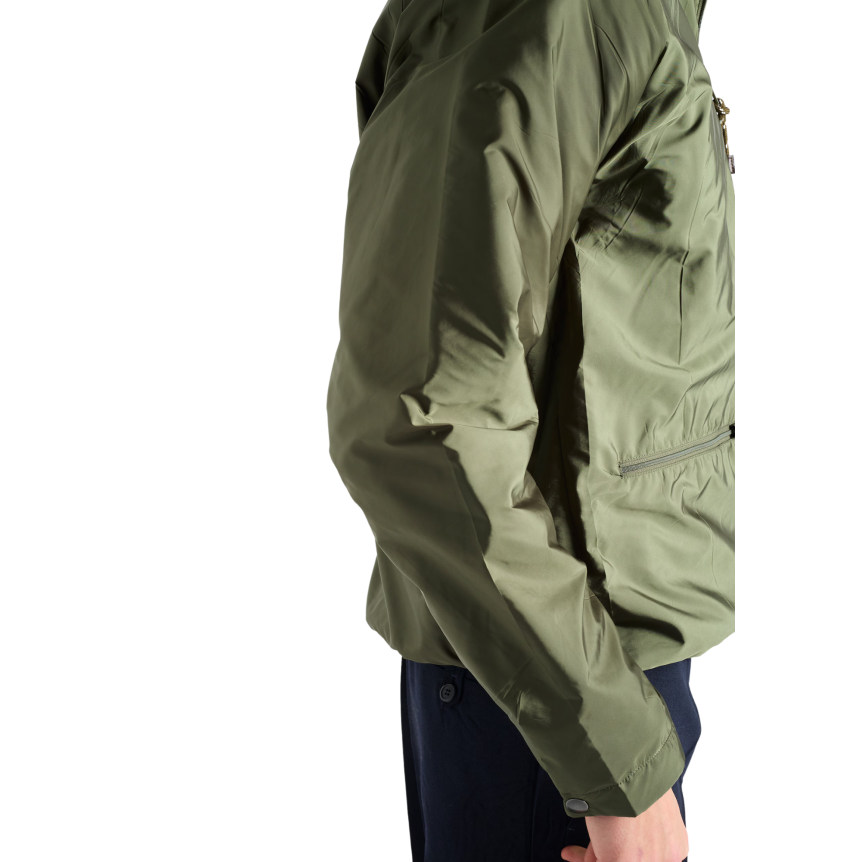 Coupe-vent à capuche PRADA Re nylon vert foret kaki doublé polaire