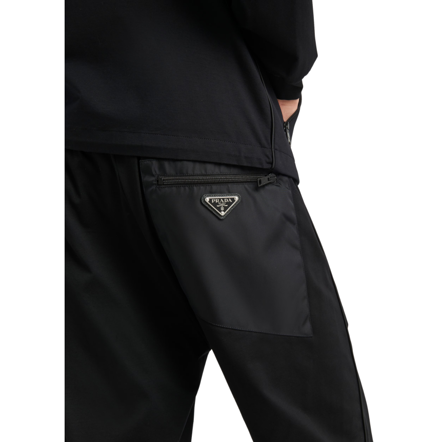 Pantalon jogging PRADA coton technique Re Nylon noir bas taille élastique