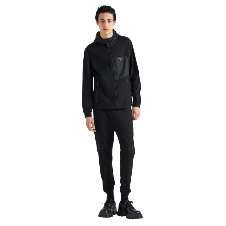 Pantalon jogging PRADA coton technique Re Nylon noir bas taille élastique