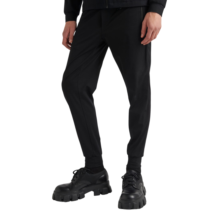 Pantalon jogging PRADA coton technique Re Nylon noir bas taille élastique