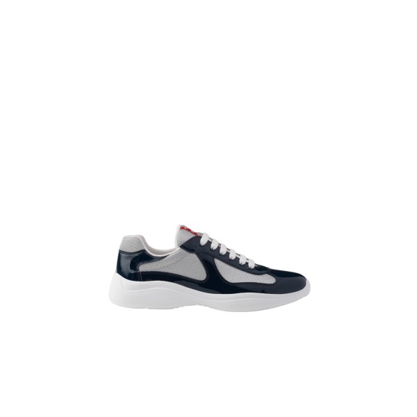 Basket basse Sneaker PRADA America’s Cup cuir verni tissu technique bleu marine