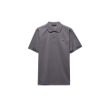 Polo manche courte piqué de coton gris triangle métal poitrine