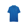 Polo manche courte piqué de coton bleu triangle métal poitrine