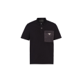 Polo manche courte coton stretch détail Re-Nylon noir