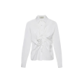 Chemise popeline coton blanc fronce noeud