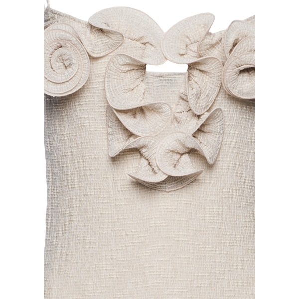 Robe longue de plage MAGDA BUTRYM à bretelles beige fleurs poitrine