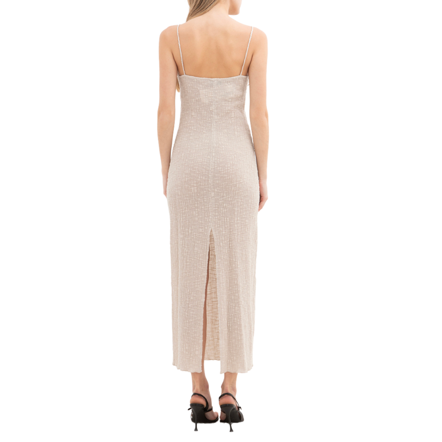 Robe longue de plage MAGDA BUTRYM à bretelles beige fleurs poitrine