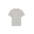 T-shirt jersey coton léger gris chiné broderie poitrine coeur noir