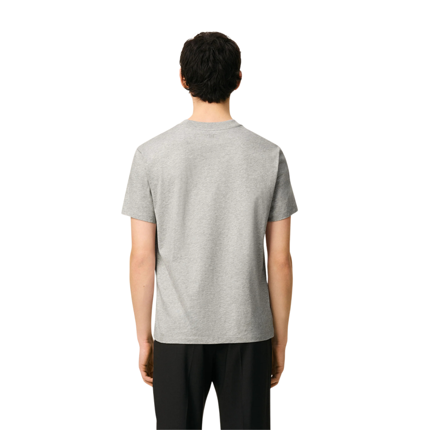 T-shirt AMI Paris jersey coton léger gris chiné broderie poitrine coeur noir