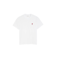 T-shirt col rond manche courte coton blanc broderie coeur rouge