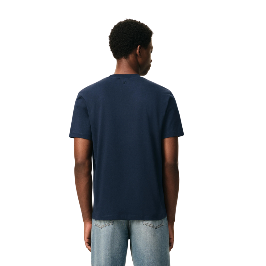 T-shirt AMI Paris col rond manche courte coton bleu marine broderie coeur rouge