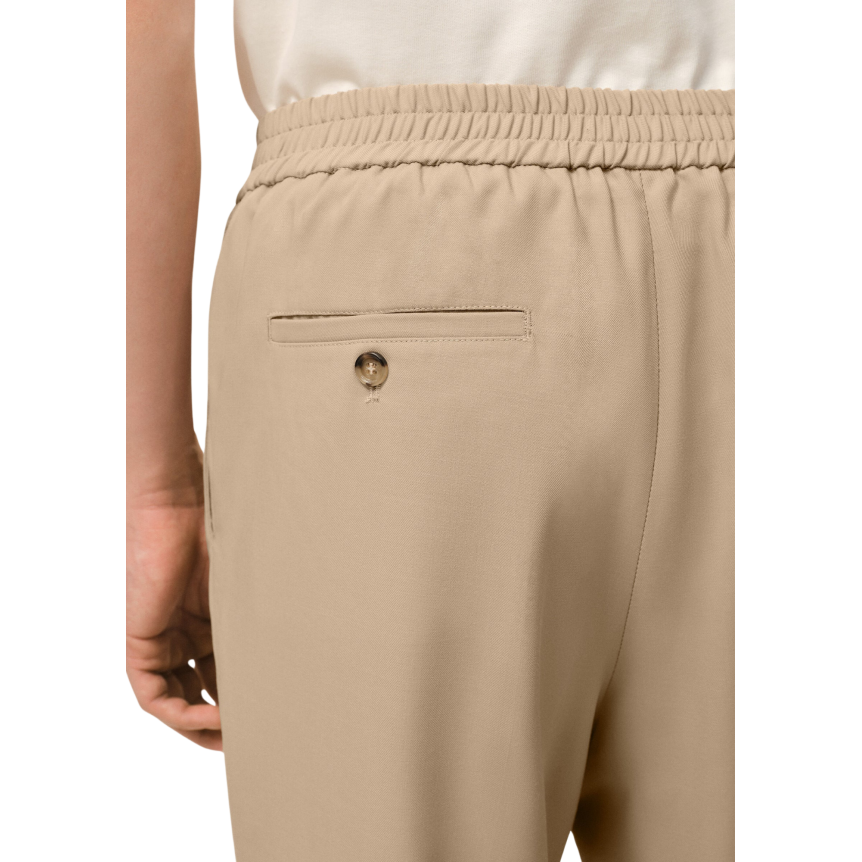 Pantalon droit AMI Paris taille élastique gabardine laine beige