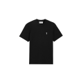 T-shirt col rond manche courte coton noir broderie coeur blanc
