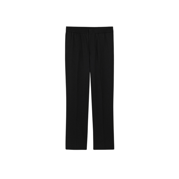 Pantalon droit AMI Paris taille élastique gabardine laine noir